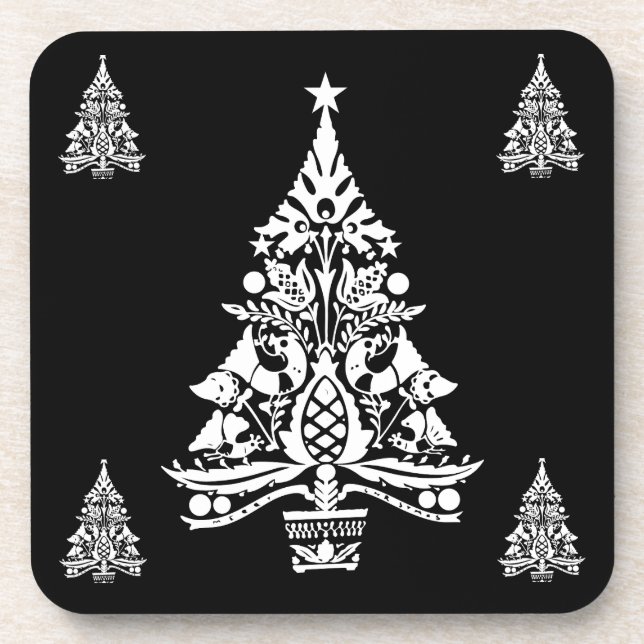 Nordic Scandinavian Christmas Tree Decorations Coaster (Front)