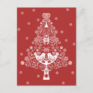 Nordic Scandinavian Christmas Tree Magic Announcement Postcard
