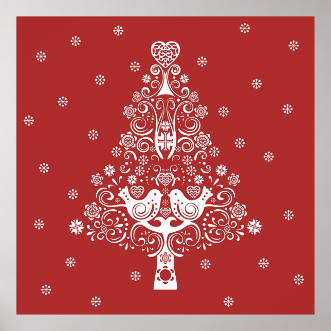 Nordic Scandinavian Christmas Tree Magic Poster (Front)