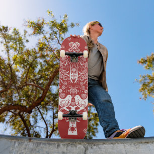 Nordic Scandinavian Christmas Tree Magic Skateboard