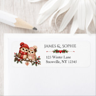 Nordic Scandinavian Christmas Woodland Owls Return Address Label
