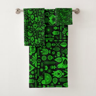 Nordic Scandinavian Folk Pattern Art   Bath Towel Set