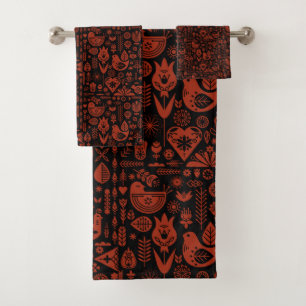 Nordic Scandinavian Folk Pattern Art   Bath Towel Set