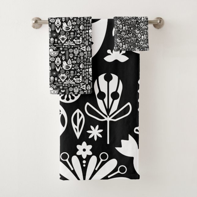 Nordic Scandinavian Folk Pattern Art   Bath Towel Set (Insitu)