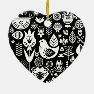Nordic Scandinavian Folk Pattern Art   Ceramic Ornament