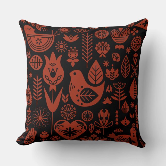 Nordic Scandinavian Folk Pattern Art   Cushion (Front)