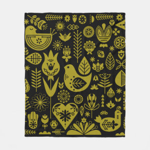 Nordic Scandinavian Folk Pattern Art Fleece Blanket