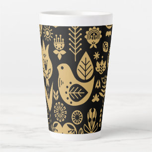 Nordic Scandinavian Folk Pattern Art   Latte Mug