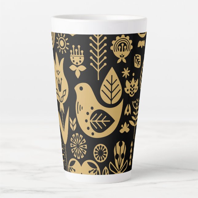 Nordic Scandinavian Folk Pattern Art   Latte Mug (Front)