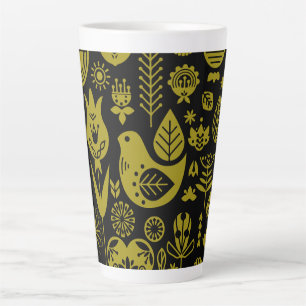 Nordic Scandinavian Folk Pattern Art   Latte Mug