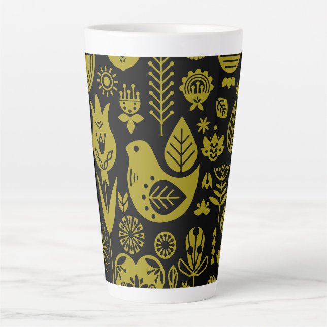 Nordic Scandinavian Folk Pattern Art   Latte Mug (Front)