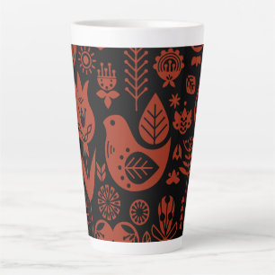 Nordic Scandinavian Folk Pattern Art   Latte Mug