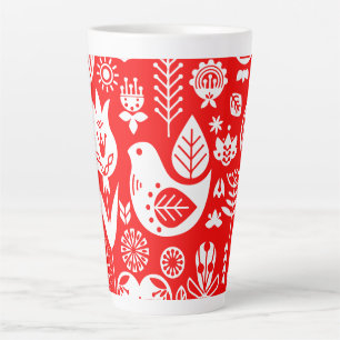 Nordic Scandinavian Folk Pattern Art   Latte Mug