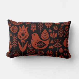 Nordic Scandinavian Folk Pattern Art   Lumbar Cushion