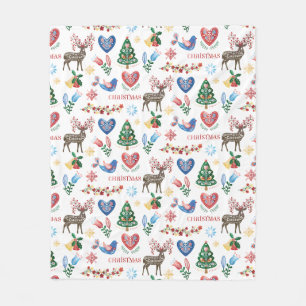 Nordic Scandinavian Style Christmas Pattern Fleece Blanket
