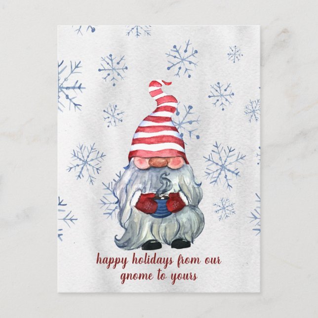 Nordic Scandinavian Winter Hygge Gnome Holiday Postcard (Front)