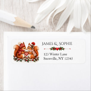 Nordic Scandinavian Woodland Christmas Squirrels Return Address Label