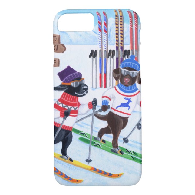 Nordic Skiing Labradors Painting Case-Mate iPhone Case (Back)