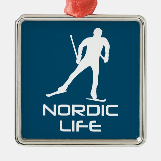 Nordic Skiing Life Metal Ornament (Front)