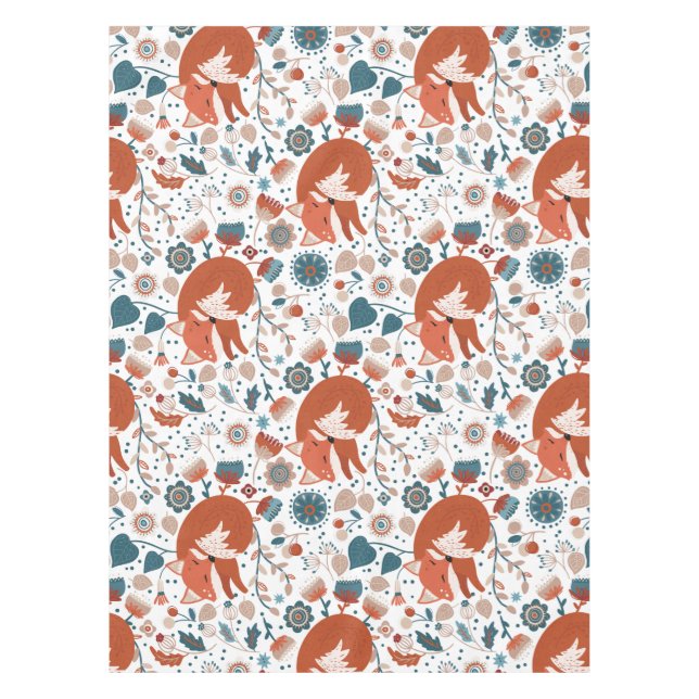 Nordic sleeping fox pattern  tablecloth (Front)