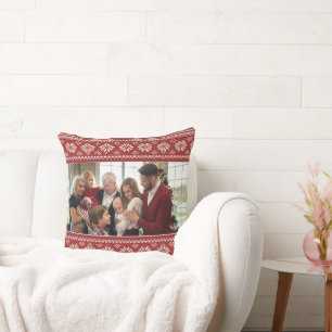 Nordic Snowflake Christmas Frame Photo  Cushion