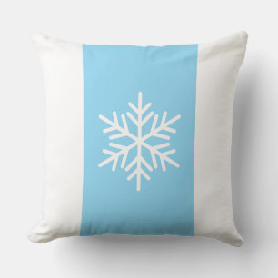 Nordic Snowflake Light Blue White Holiday Stripes Cushion