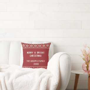 Nordic Snowflake Merry & Bright Christmas Cushion