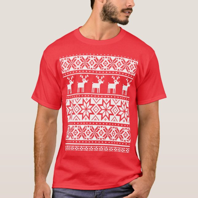 Nordic Snowflake Reindeer Ugly Christmas Sweater (Front)