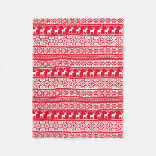Nordic Snowflake Reindeer Ugly Christmas Sweater Fleece Blanket