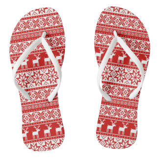 Nordic Snowflake Reindeer Ugly Christmas Sweater Thongs
