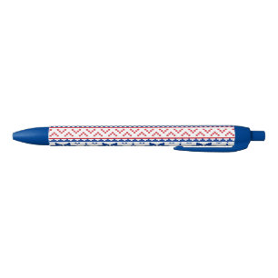 Nordic Snowflakes Christmas Pattern Blue Ink Pen
