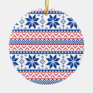 Nordic Snowflakes Christmas Pattern Ceramic Tree Decoration