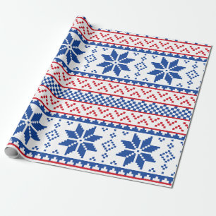 Nordic Snowflakes Christmas Pattern Wrapping Paper