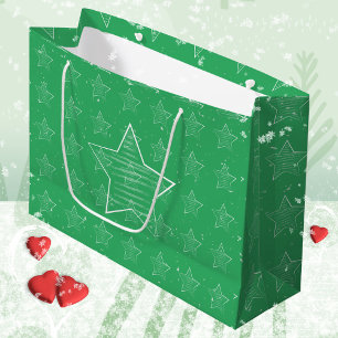 Nordic Stars Green Minimalist Large Gift Bag