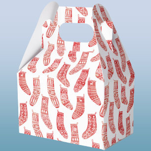 Nordic Stockings Scandinavian Christmas Red White Favour Box