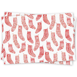 Nordic Stockings Scandinavian Christmas Red White Tissue Paper