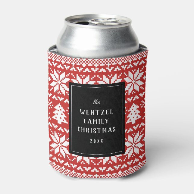 Nordic Style Christmas Sweater Party Can Cooler (Can Front)