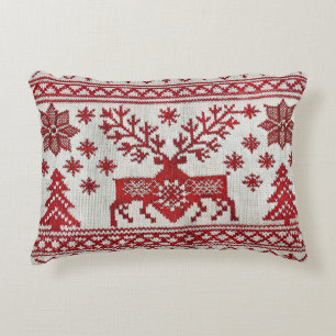 Nordic Style Embroidered Christmas Throw Pillow