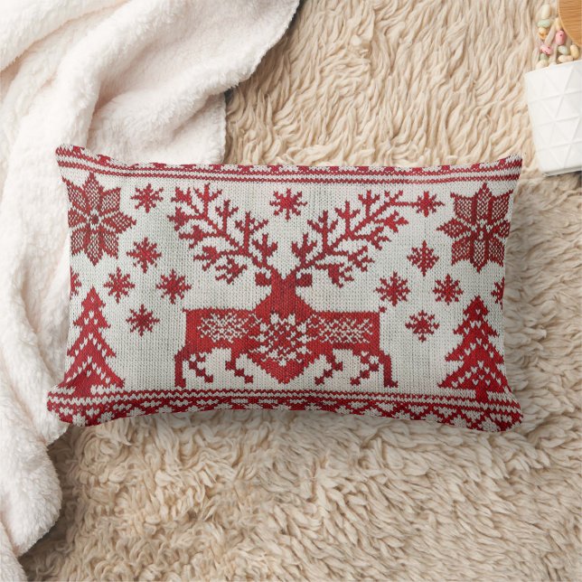 Nordic Style Embroidered Christmas Throw Pillow  (Blanket)