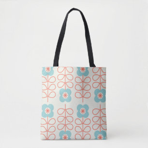 Nordic Style Geometric Floral Vintage. Tote Bag