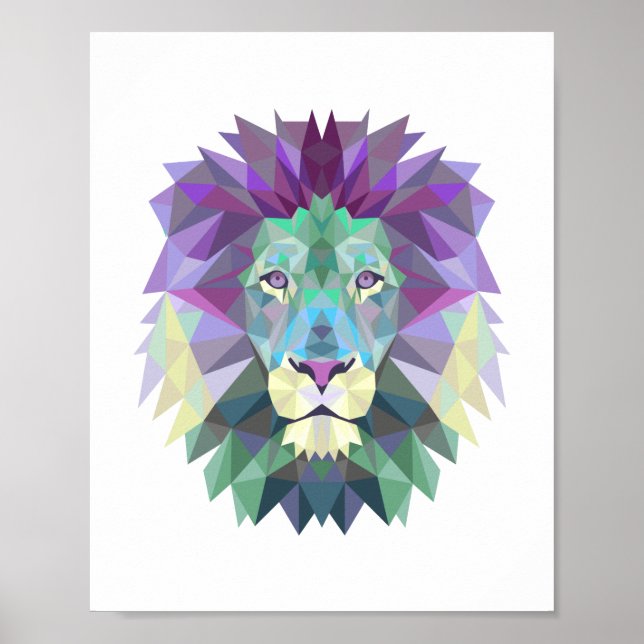 Nordic style geometrical lion poster (Front)