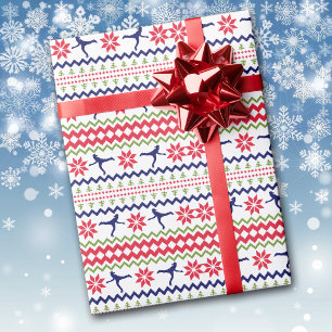 Nordic Style Ice Skater Christmas Wrapping Paper