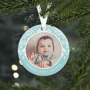 Nordic Sweater   Baby's First Christmas Photo Ornament