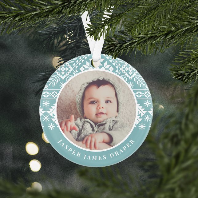 Nordic Sweater | Baby's First Christmas Photo Ornament (Creator Uploaded)