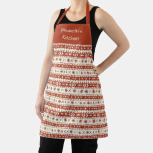 Nordic Sweater Pattern Custom Name Holiday Apron