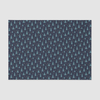 Nordic Teal Christmas Trees Dark Tissue Paper