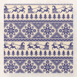 Nordic Tradition: Seamless Pattern Design Glass Coaster