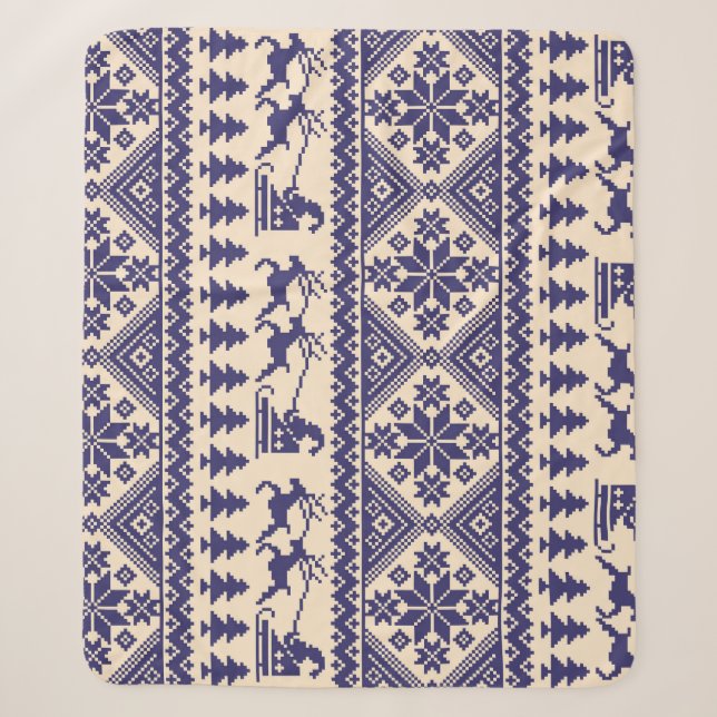 Nordic Tradition: Seamless Pattern Design Sherpa Blanket (Front)