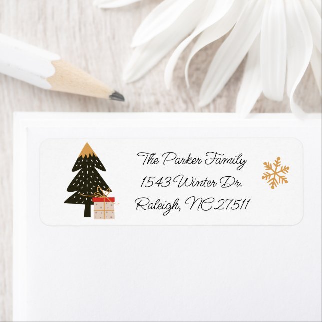 Nordic Tree and Gift Return Address Label (Insitu)