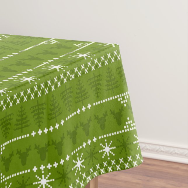 Nordic Trees and Stars Pattern Tablecloth (In Situ)